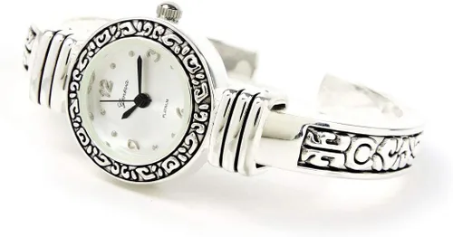 Miniatura 3 de STC Reloj de pulsera decorado estilo occidental plateado para mujer