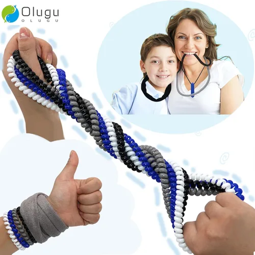 Miniatura 3 de Collares sensoriales para masticar niños y niñas, paquete de 16 pulseras elásticas para masticar para niños sensoriales con autismo, TDAH, SPD