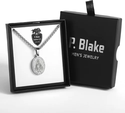 Miniatura 20 de P. BLAKE Collar ovalado de San Cristóbal, Miguel, José, Jude/Virgen María/José/Francisco/Patrick/Anthony/Benedict/Thomas para hombres y mujeres