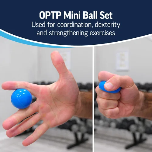 Miniatura 5 de OPTP Mini bolas – Juego de bolas de auto-masaje rellenas de aire de vinilo (2 piezas) para terapia de manos y pies, pequeñas bolas de terapia