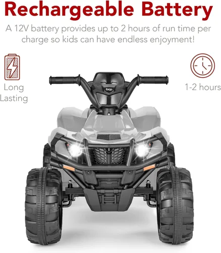 Miniatura 5 de Best Choice Products 12V Auto eléctrico para montar para niños, ATV de 4 ruedas, vehículo de juguete con audio Bluetooth, velocidad máxima de 2.4