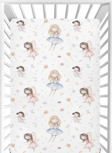 Miniatura 20 de CaTaKu Sábanas de cuna para niñas y niños – Sábanas de bebé bohemias con flores silvestres, sábanas de colchón neutro para cuna para cama