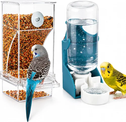 Miniatura 10 de Rypet Comedero Automático para Pájaros Sin Desorden Contenedor de Comida Transparente Jaula Comedero de Acrílico para Loros Accesorios para Pájaros