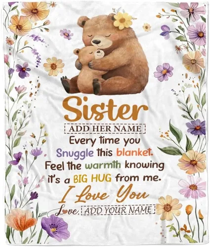 Miniatura 16 de Manta personalizada con texto en inglés «To My Sister from Sister Wood» No Matter Where Life Takes Us Soul Sister cumpleaños, Navidad, graduación