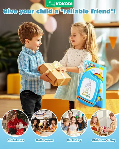 Miniatura 7 de KOKODI Pizarra de Dibujo Magnética, Juguetes para Niñas de 1-2 Años, Gran Pizarra de Garabatos para Aprender y Educar, Juguetes para Bebés y Niños