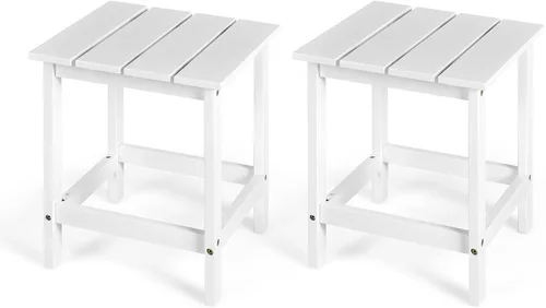 Miniatura 10 de Giantex Mesa auxiliar para exteriores, mesa auxiliar cuadrada de madera de 15 pulgadas con diseño de rejillas, construcción resistente, fácil