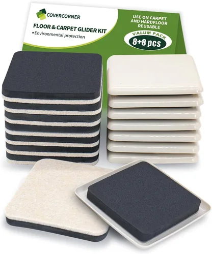 Miniatura 17 de Deslizadores de muebles para pisos de madera dura, deslizadores de muebles para pisos alfombrados, paquete combinado de 8 piezas de 3 1/2 pulgadas
