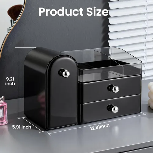 Miniatura 4 de Organizador de Maquillaje, Organizador de Tocador con Soporte para Brochas de Maquillaje, Organizadores Grandes para Cuidado de la Piel