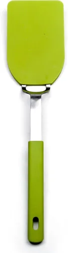 RSVP International Kitchen Tool Collection - Espátula flexible de nailon, mango de acero inoxidable, 12 x 2.75 pulgadas, color verde