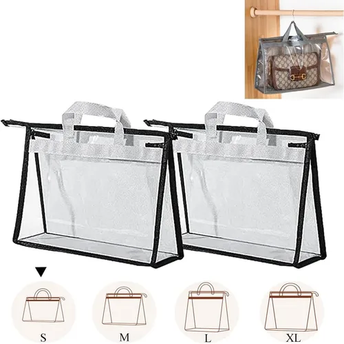 Miniatura 15 de fazhongfa 2 bolsas para el polvo para bolsas, organizador de almacenamiento de bolsos transparentes, no tejidas, bolsa colgante con cremallera y asa