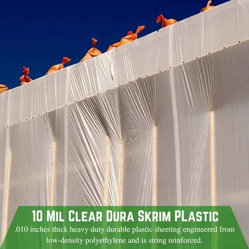 Miniatura 3 de Farm Plastic Supply - Lámina de plástico transparente reforzada con cuerda Dura Skrim - 10 mil - (12' x 150') - Rollo de polietileno reforzado