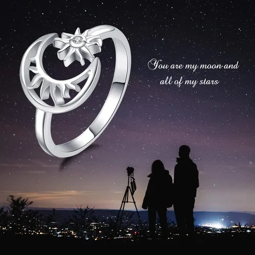 Miniatura 4 de Lindo anillo de plata de ley ajustable para mujer, cumpleaños, Halloween, Navidad, S925, regalo de joyería de plata