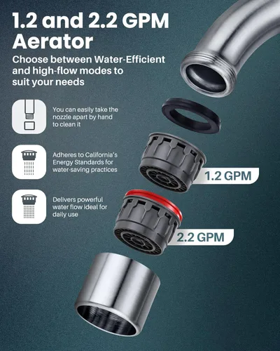 Miniatura 5 de ARCORA Grifo de baño moderno de 2 manijas níquel cepillado, grifo de baño centerset de 4 pulgadas con ensamblaje de drenaje y mangueras