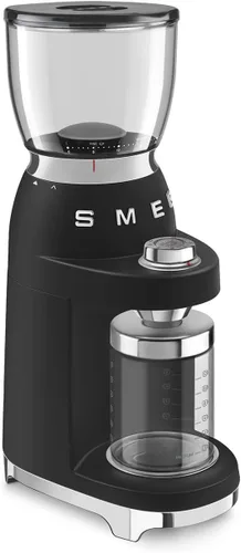 Miniatura 2 de SMEG CGF11 Molinillo de Café Estilo Retro – Molino de Fresas con 30 Ajustes de Molienda, Fresas Cónicas de Acero Inoxidable, Tolva Extraíble – Negro