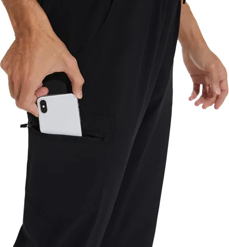 Miniatura 5 de COZYFIT Pantalones médicos para hombre, pantalones ajustados con 5 bolsillos, cintura de yoga, antiarrugas para hombre