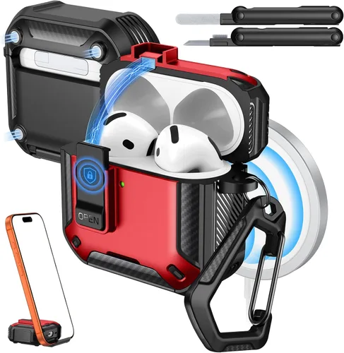 Miniatura 26 de MoKo for AirPods Pro 2 Case with Lock - Compatible with MagSafe, Phone Stand & Auto Pop-up for AirPods Pro 2nd/1st Generation Case, Military-Grade