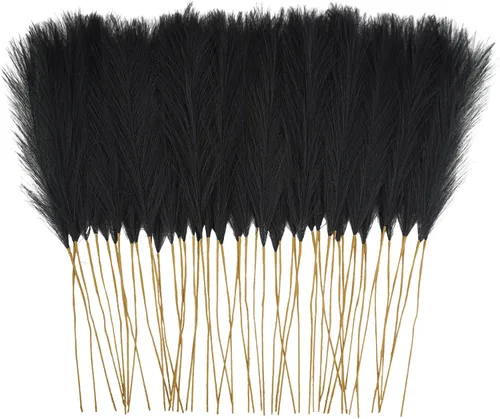 Miniatura 18 de obbsie 50 piezas de decoración de hierba de pampa falsa naranja quemado, 21.6 pulgadas de hierba pomposa artificial corta de otoño, ramas de hierba