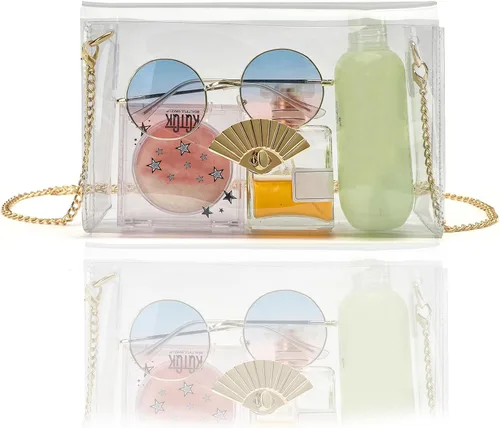 Bolsa transparente, bolso transparente para mujer, bolsos de noche aprobados por estadios, Oro, Estadio, Concierto, Festival, Aeropuerto, Museo,