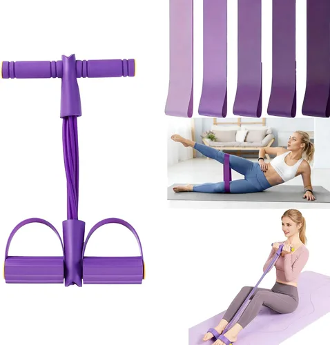 Miniatura 6 de Juego de 21 bandas de resistencia de fitness con sistema de pedales, bandas de resistencia y dispositivo de resistencia de pedal de tubo, cuerda