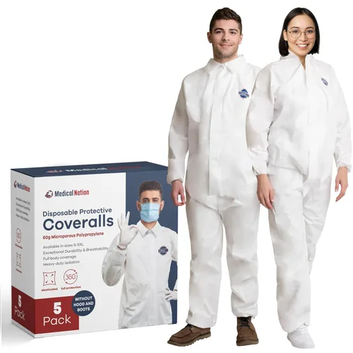 Miniatura 10 de Medical Nation Monos de Protección Desechables para Materiales Peligrosos Paquete de 25, 3X-Grande Monos Protectores Sin Capucha - Mono