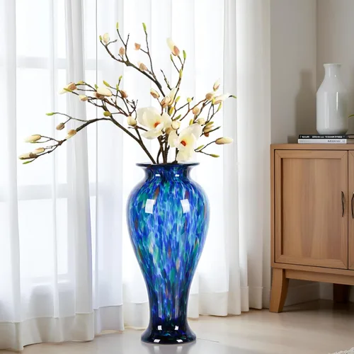 Miniatura 6 de XMGZQ Jarrones Grandes para Sala Elegantes - Floreros grandes de vidrio marino soplado a mano para centros de mesa, Jarrones Grandes para Sala