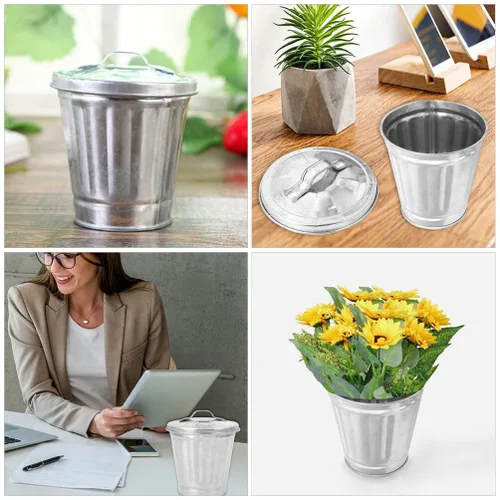 Miniatura 3 de Beavorty Mini bote de basura de escritorio con tapa de 3.74 pulgadas, cesta de basura compacta para el hogar, oficina, dormitorio, mesa, organizador