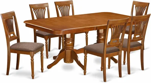 Miniatura 8 de East West Furniture NAPL9-WHI-W Juego de mesa de comedor de 9 piezas incluye una mesa de comedor rectangular con hoja de mariposa y 8 sillas