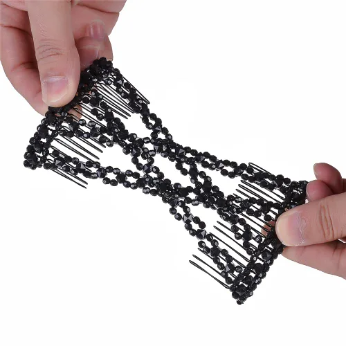 Miniatura 9 de 12 peines laterales mágicos para el cabello, con cuentas, elásticos, doble cara, clips para hacer moños, accesorios para el cabello para mujeres