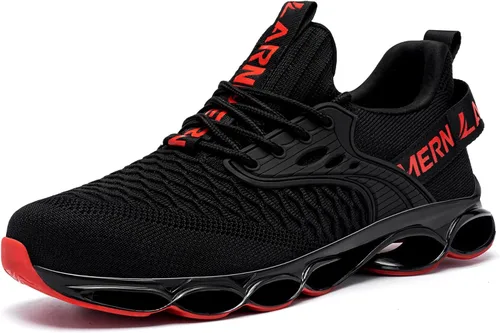 LARNMERN Zapatos de punta de acero para hombres y mujeres, cómodos tenis de seguridad transpirables, zapatos de trabajo indestructibles