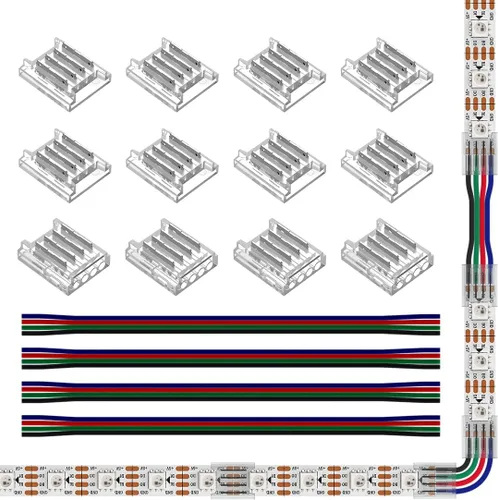 Miniatura 11 de SEZO 3528 5630 5730 5050 Kit de conectores de tira de luz LED UV, 12 piezas de 2PIN 0.394 pulgadas transparente sin cables sin cables de tira de luz