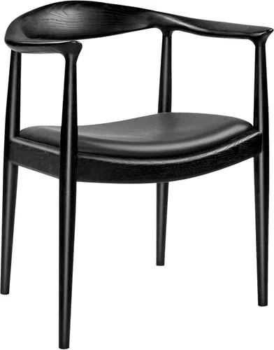 Kennedy - Sillón tapizado de piel sintética, silla de comedor de estilo moderno de mediados de siglo, adecuada para cocina, comedor, oficina (negro)
