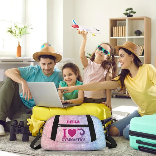 Miniatura 7 de Bolsa de baile personalizada para niña, bolsa de lona deportiva personalizada, bolsas de fin de semana, bolsa de viaje para gimnasia y teñido