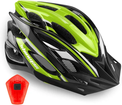 Miniatura 17 de Casco de bicicleta para hombre y mujer, casco de bicicleta Shinmax con luz trasera y visera desmontable Negro