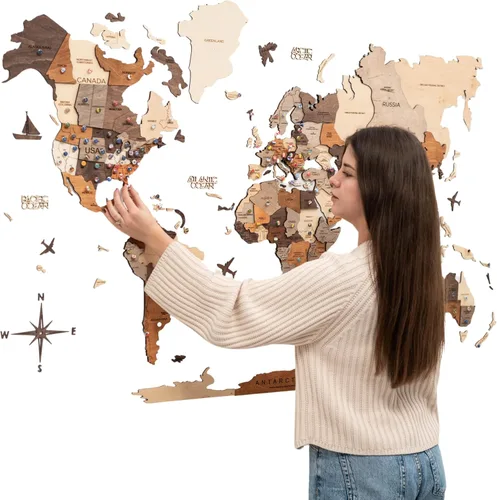 Enjoy The Wood, mapa del mundo de madera 3D, arte para pared, decoración, regalo de inauguración de casa, idea de regalo artístico, para el hogar y
