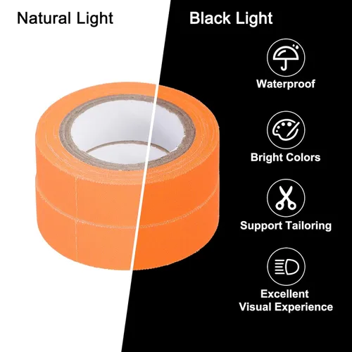 Miniatura 3 de uxcell 2 rollos de cinta de tela Gaffers de neón, 0.6 pulgadas x 16.5 pies, cinta adhesiva fluorescente de luz negra para decoración del hogar