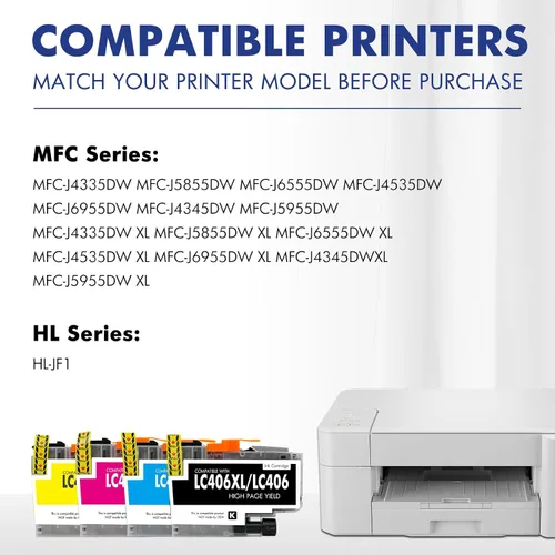 Miniatura 2 de LC406 LC406XL - Cartuchos de tinta para impresora Brother LC406 MFC-J4335DW MFC-J5855DW MFC-J6555DW MFC-J4535DW MFC-J6955DW