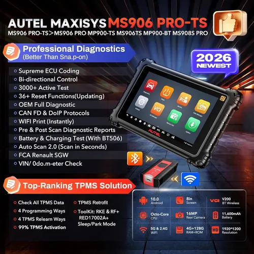 Miniatura 2 de Autel Escáner MaxiSYS MS906 PRO-TS, 2026 Igual que MS906 PRO2-TS MK906S PRO2-TS Hasta de MP900TS MS906MAX MS906PRO, V2.0 TPMS completo y ECU C0ding