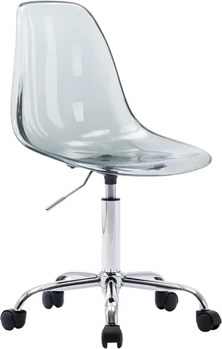 Miniatura 5 de HOMEFUN Silla de escritorio transparente, de acrílico, giratoria, sin brazos, altura ajustable, de plástico moldeado fantasma, sillas de oficina