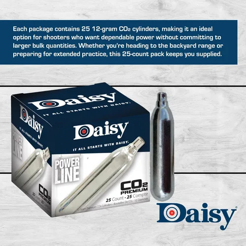 Miniatura 3 de Daisy Powerline - Cilindros de CO2 de 0.42 oz, 25 unidades, presión consistente, para pistolas de aire de CO2