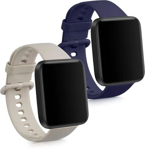 kwmobile Correas compatibles con Xiaomi Redmi Watch 2 Lite - 2 correas de reloj de silicona de repuesto, color negro/azul oscuro