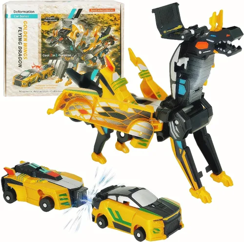 Miniatura 10 de Vehículo de juguete de dinosaurio transformador por colisión, 2 autos magnéticos que se transforman en juguetes de dinosaurio, juguetes de autos