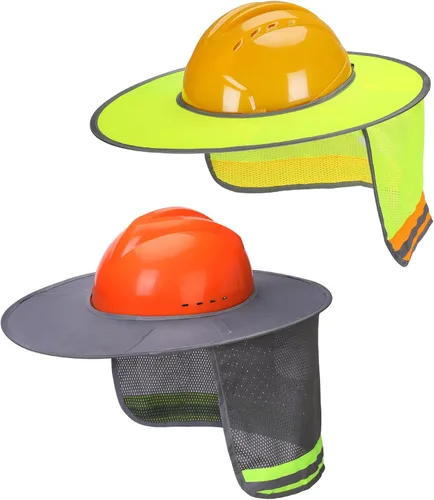 Miniatura 9 de UNCO - Casco de Sombrero Duro con Protector Solar, 1 Paquete, Amarillo, Visera Completa y Estándar de Malla Reflectante de Alta Visibilidad