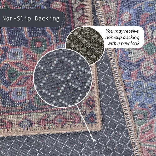 Miniatura 112 de GLN Rugs Traditional Collection - Alfombra de felpilla lavable a máquina, tradicional lavable, antideslizante, alfombra de felpilla de pelo corto
