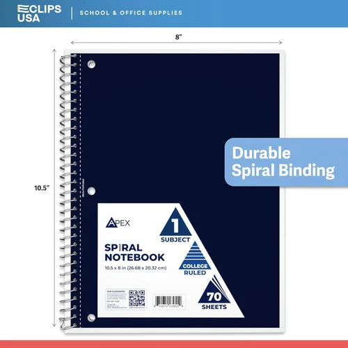 Miniatura 3 de Cuaderno de espiral, cuadernos con rayas universitarias, 70 hojas, una sola materia, cuadernos a granel, surtido de 6 colores, hojas perforadas de 3