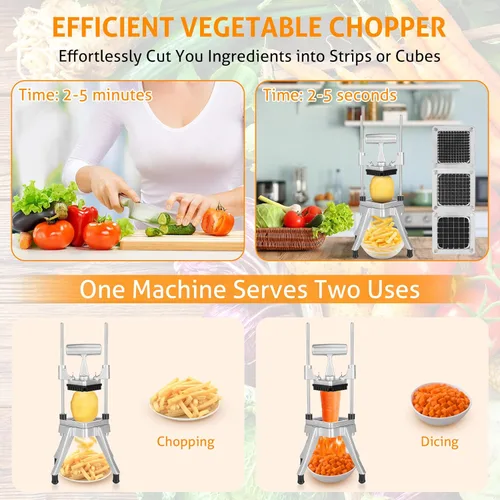 Miniatura 2 de Cortador comercial de verduras WICHEMI, cortador de frutas y verduras con 3 cuchillas, picador de cebolla comercial, picador de alimentos