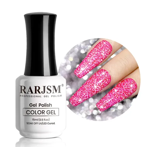 Miniatura 14 de RARJSM Esmalte de uñas de gel con purpurina verde, esmalte de gel reflectante con destellos de purpurina y diamantes, esmalte de uñas de gel