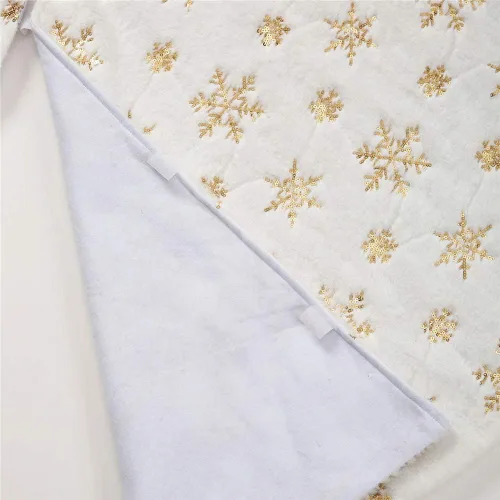 Miniatura 6 de Sattiyrch - Falda de árbol de Navidad con lentejuelas de 48 pulgadas, blanca suave y gruesa con decoraciones de copos de nieve dorados para árbol