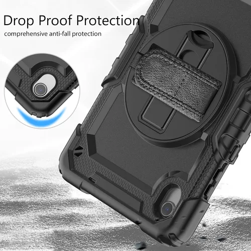 Miniatura 2 de Funda para Lenovo Tab M8 HD 8 pulgadas TB-8505F/8505X/8705F con protector de pantalla de grado militar a prueba de golpes resistente caso con Negro