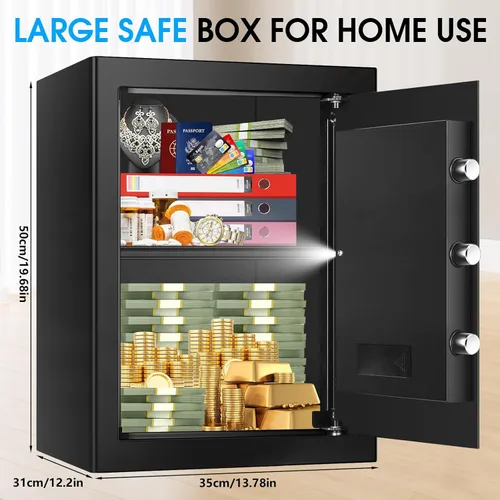 Miniatura 3 de Cajas fuertes grandes de 3.4 pies cúbicos para el hogar, caja de seguridad digital para el hogar resistente al fuego e impermeable con teclado