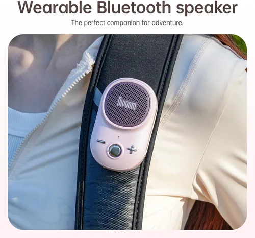 Miniatura 5 de Divoom Itour-S - Altavoz Bluetooth portátil, IP67 resistente al agua, a prueba de polvo, pequeño altavoz Bluetooth portátil con clip, tiempo de Rosa